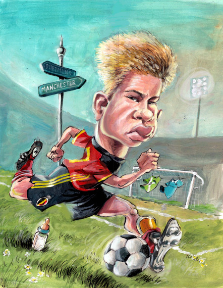 In het hoofd van Charel Cambré - Karikatuur van Kevin De Bruyne © Charel Cambré test